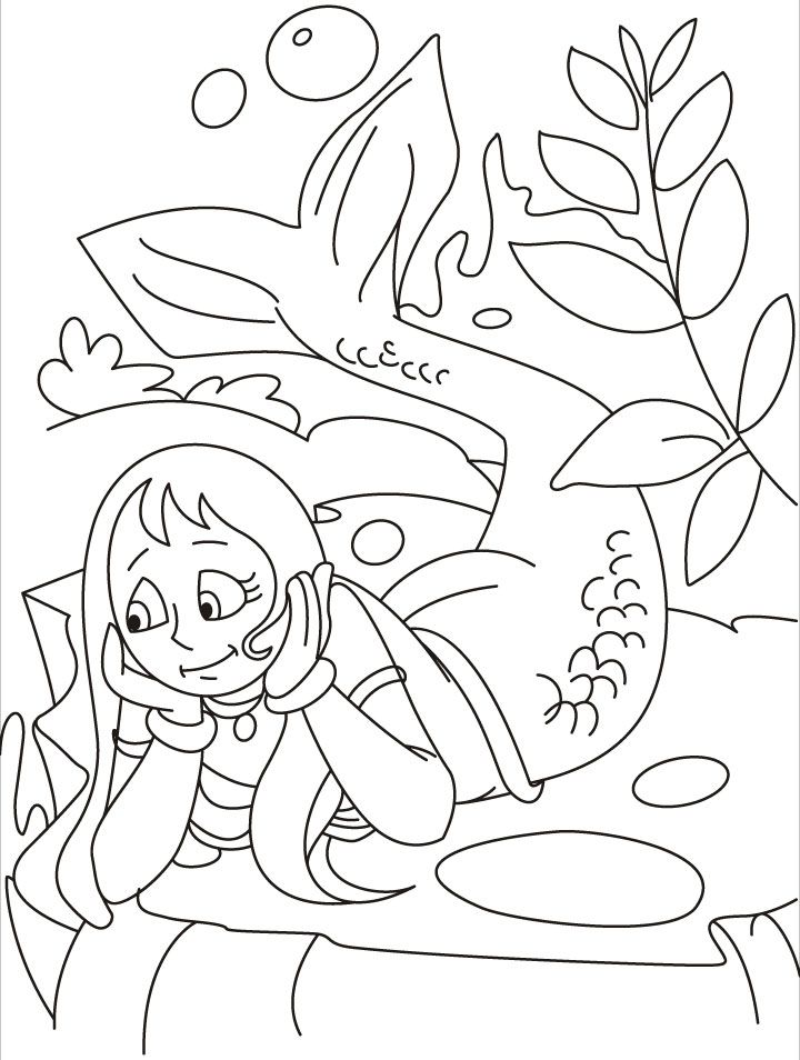 Thinking mermaid coloring pages | Download Free Thinking mermaid 