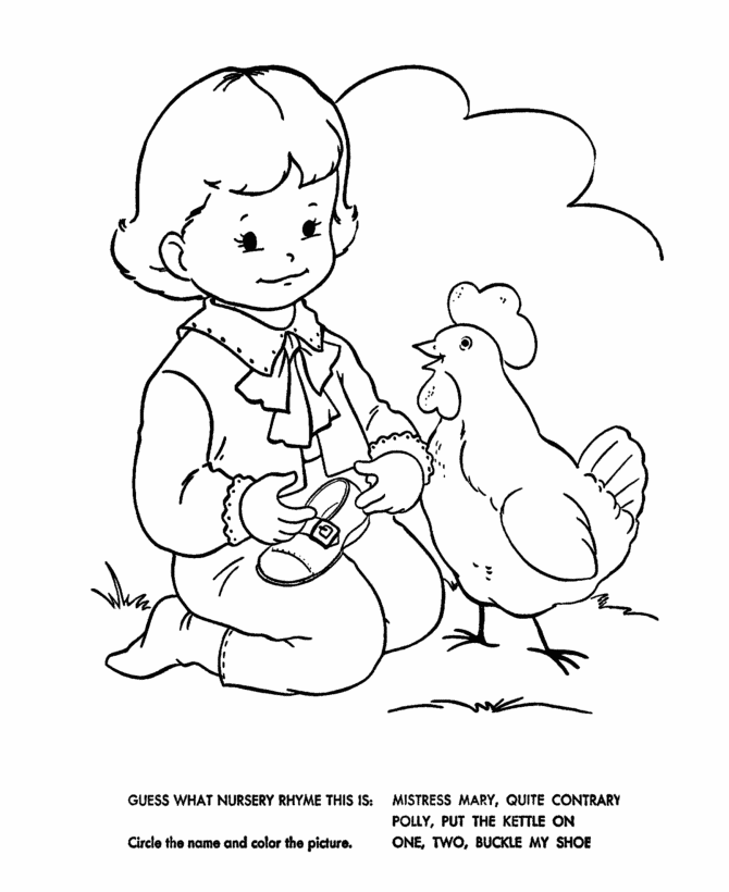 BlueBonkers: Nursery Rhymes Quiz Coloring Page Sheets - One, Two 