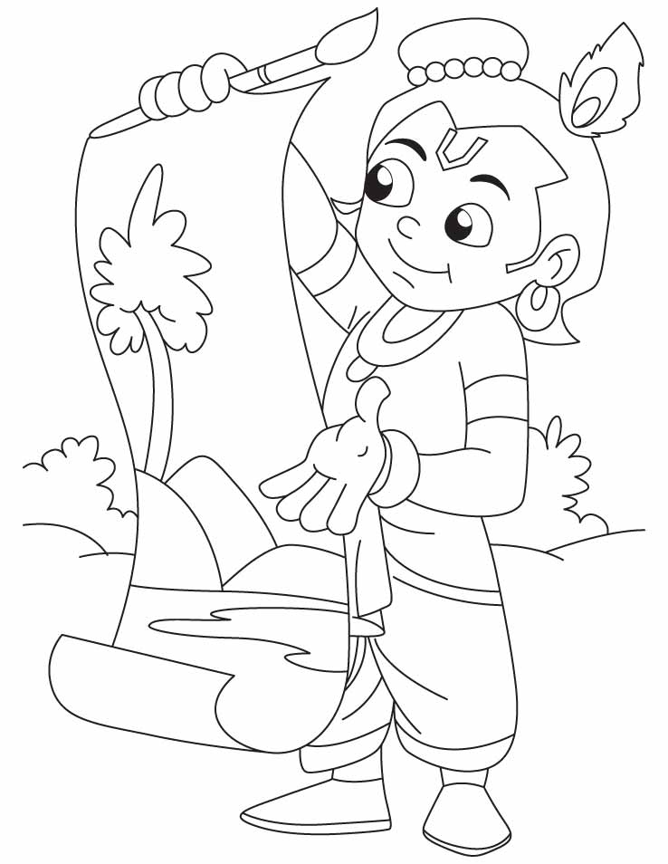 Krishna The Great Artist Doing Painting Coloring Pages | Download -  Coloring Home