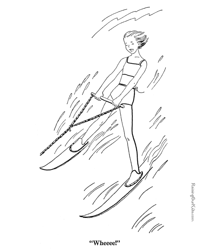 Water skiing page to print and color 021