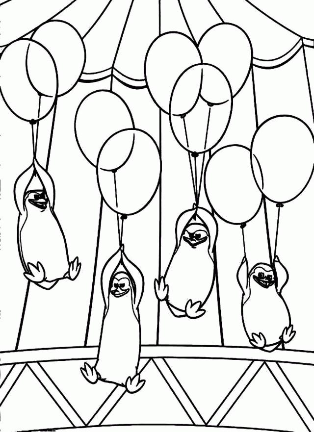 Download The Penguins Flying On The Balloons Madagascar Coloring 