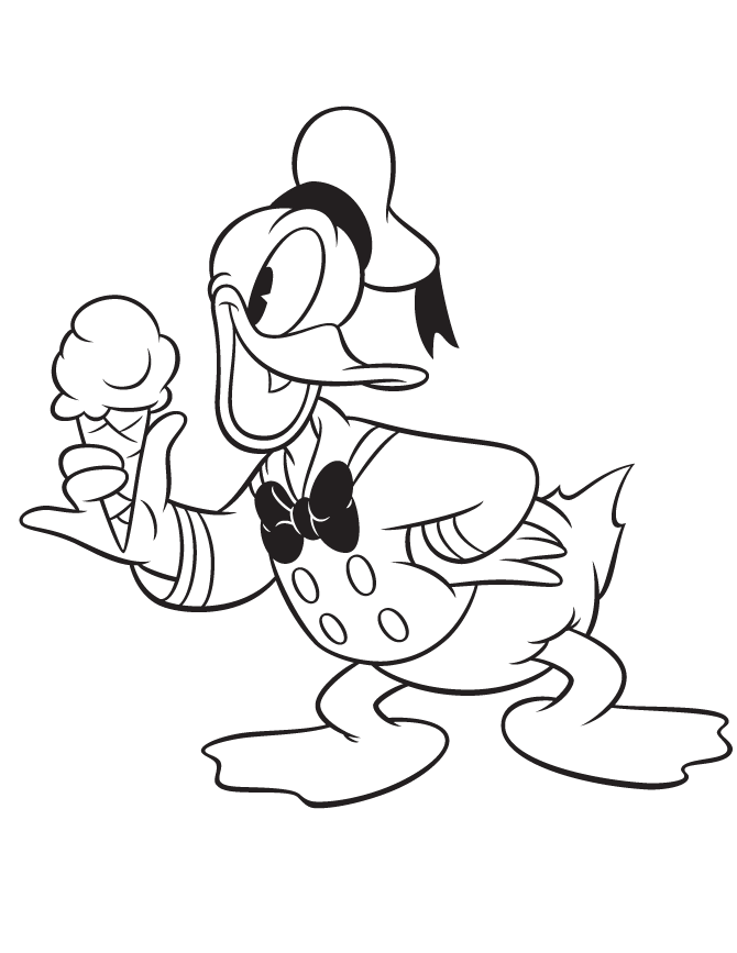 Donald Duck ice cream coloring pages for kids | Great Coloring Pages