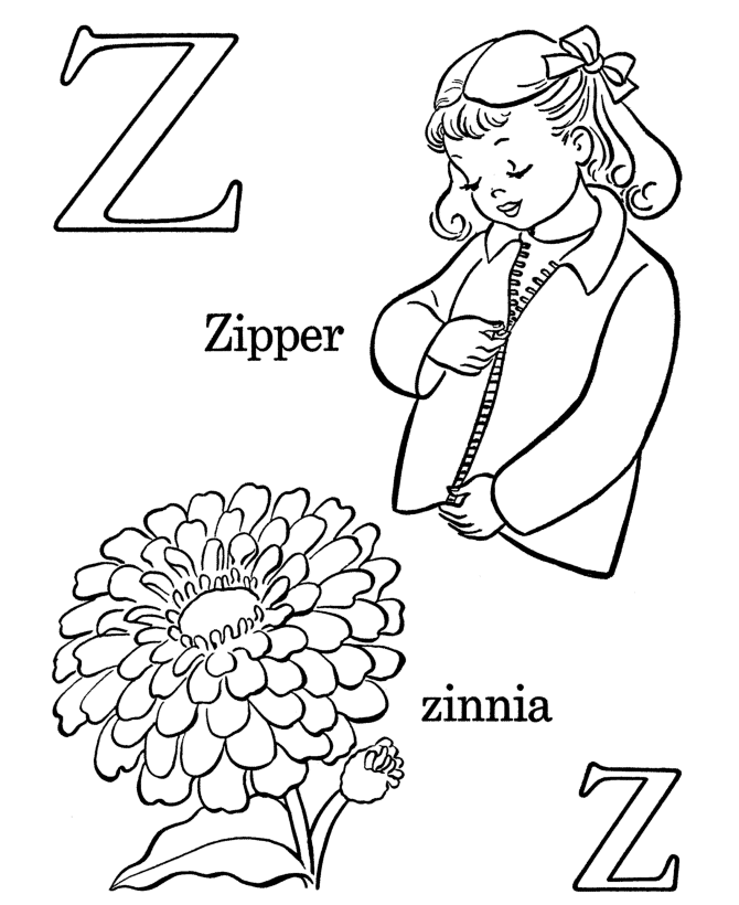 Bluebonkers Free Printable Alphabet Coloring pages - Letter Z
