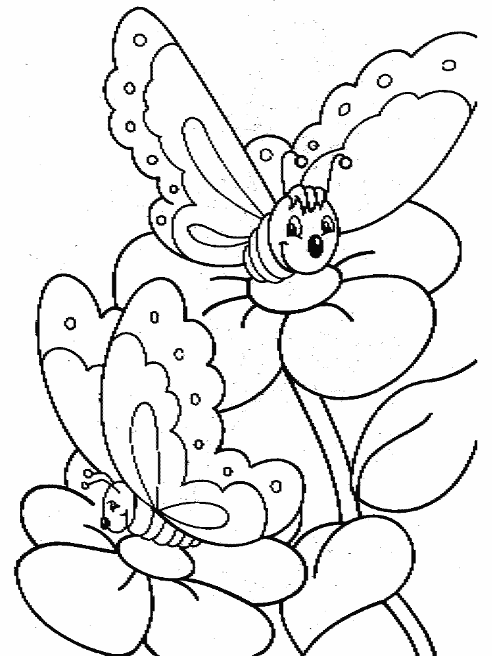 Coloring Pages Flowers Butterflies - Coloring Home