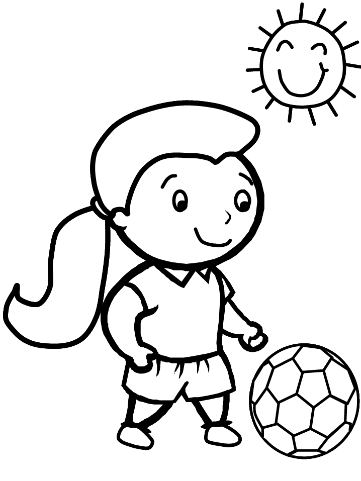 Soccer Coloring Page Boy Holding His Soccer Ball