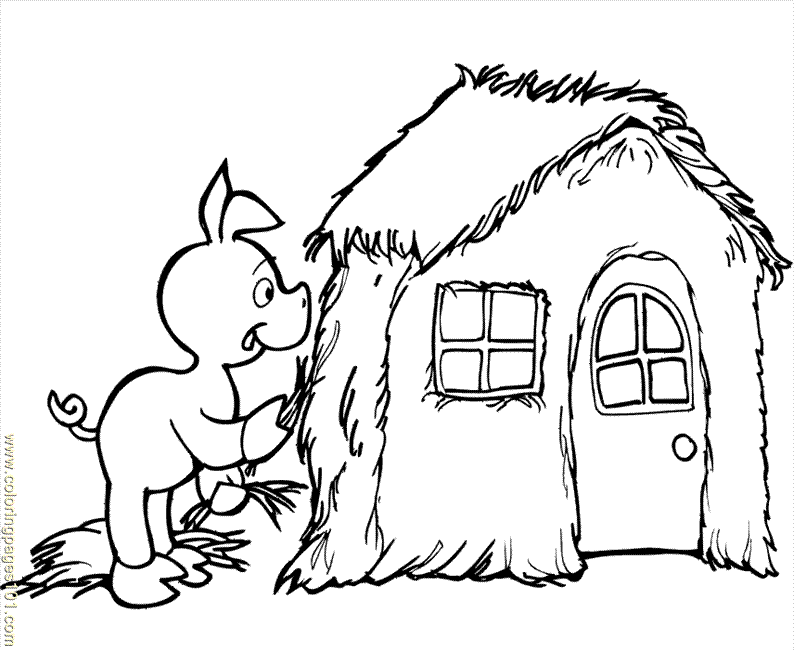 Coloring Pages Three Little Pigs 3 (Architecture > Houses) - free 