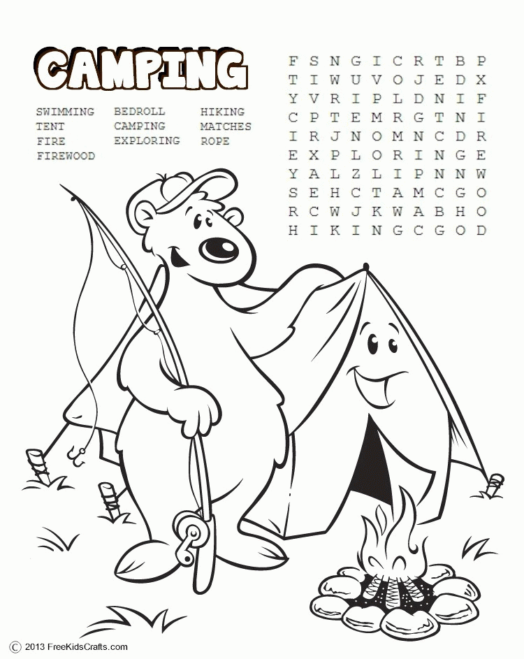 Camping Words Colouring Pages - Coloring Home