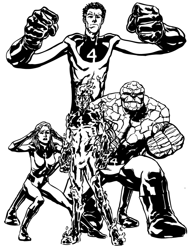 Classic Fantastic 4 Comic Coloring Page | Free Printable Coloring 