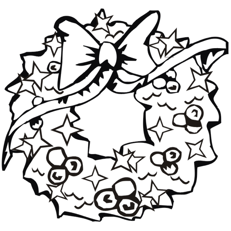 Christmas Wreath Coloring Page Coloring Home