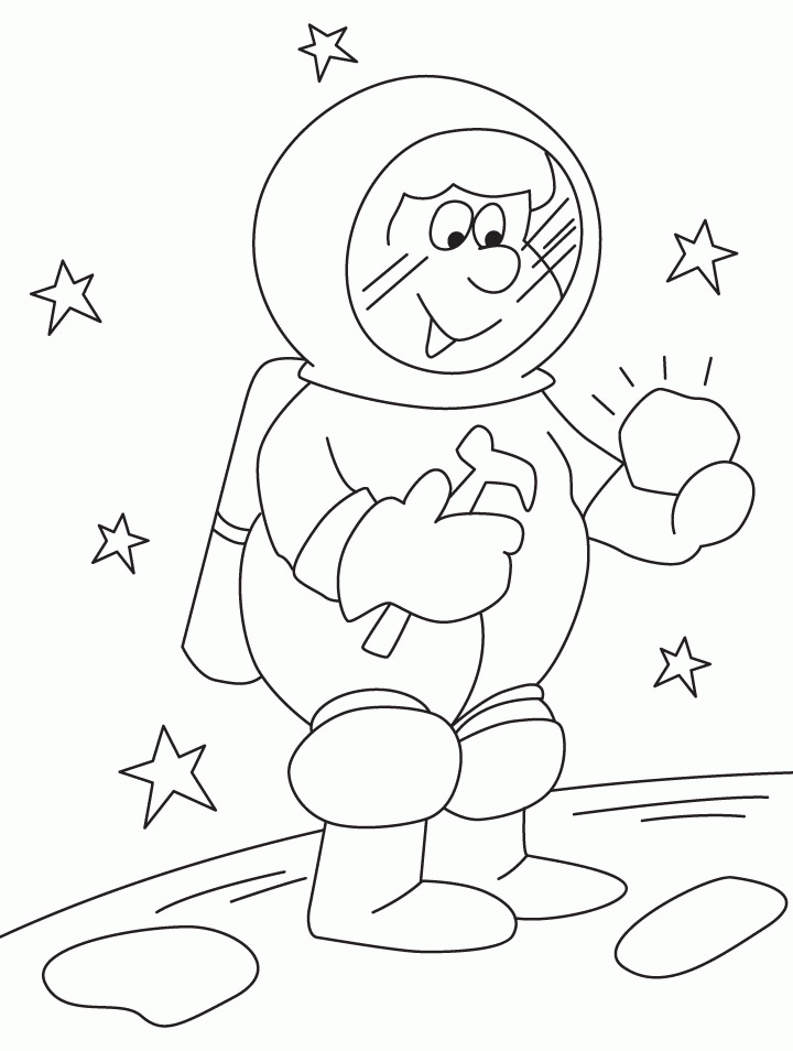 Astronauts examine the rock coloring pages | Download Free 