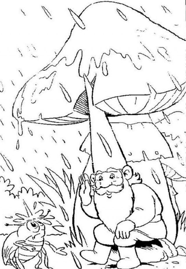 David The Gnome Under Rain Coloring Page Coloringplus 275387 Gnome 