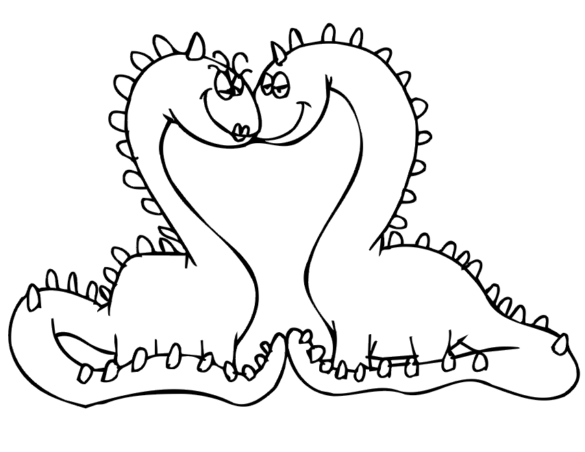 Dinosaur Coloring Page | 2 Dinosaurs In Love