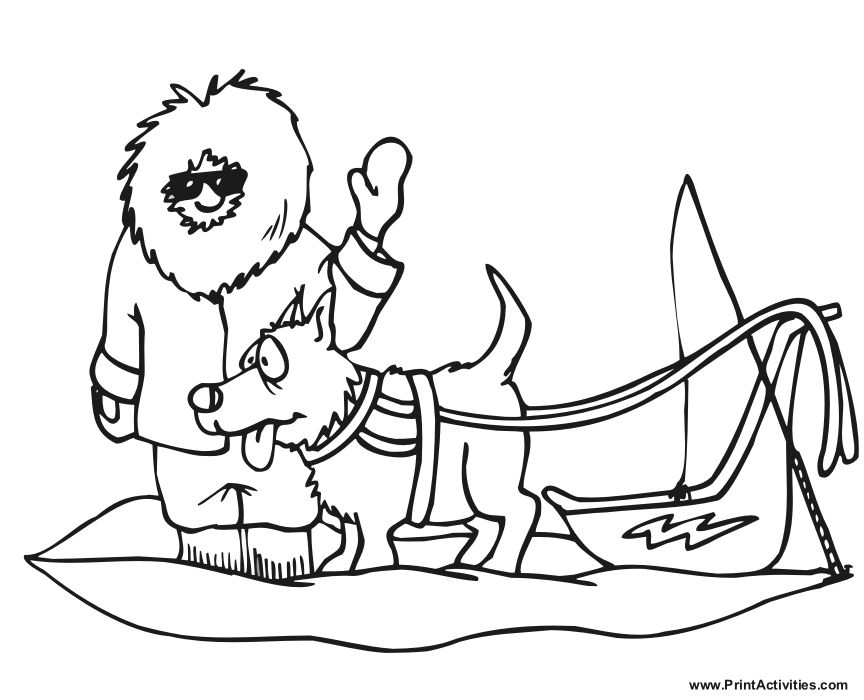 Inuit sled dogs Colouring Pages