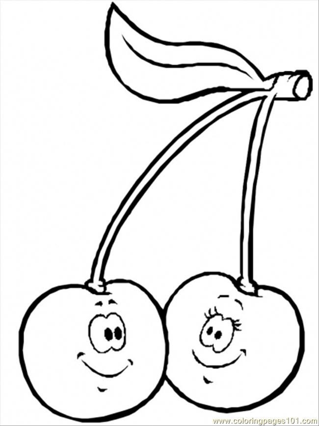 Coloring Pages Normal Cherries2 (Food & Fruits > Cherries) - free 