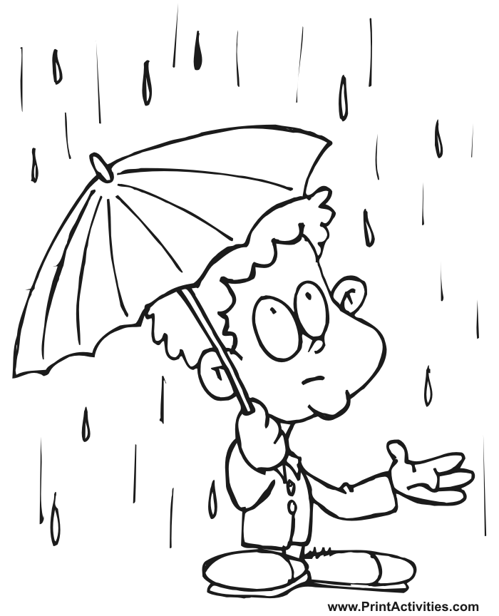 printable spring coloring page rainy season for kids - Coloring 