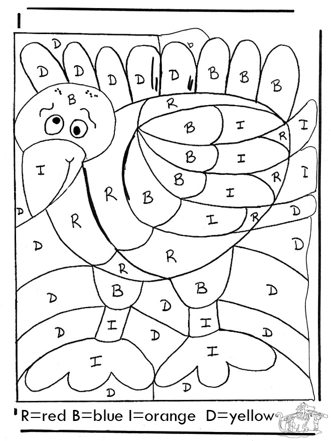 Thanksgiving Turkey - Color by Numbers Coloring Page