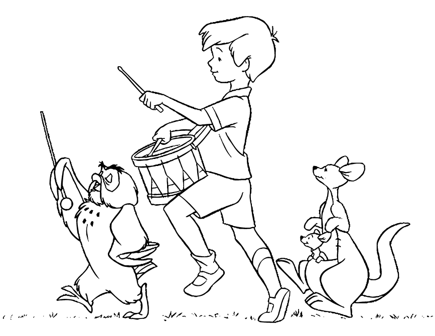Owl Christopher Robin And Roo Coloring Page | Free Printable 