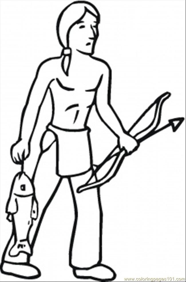 Coloring Pages Indian Got Some Fish (Countries > USA) - free 