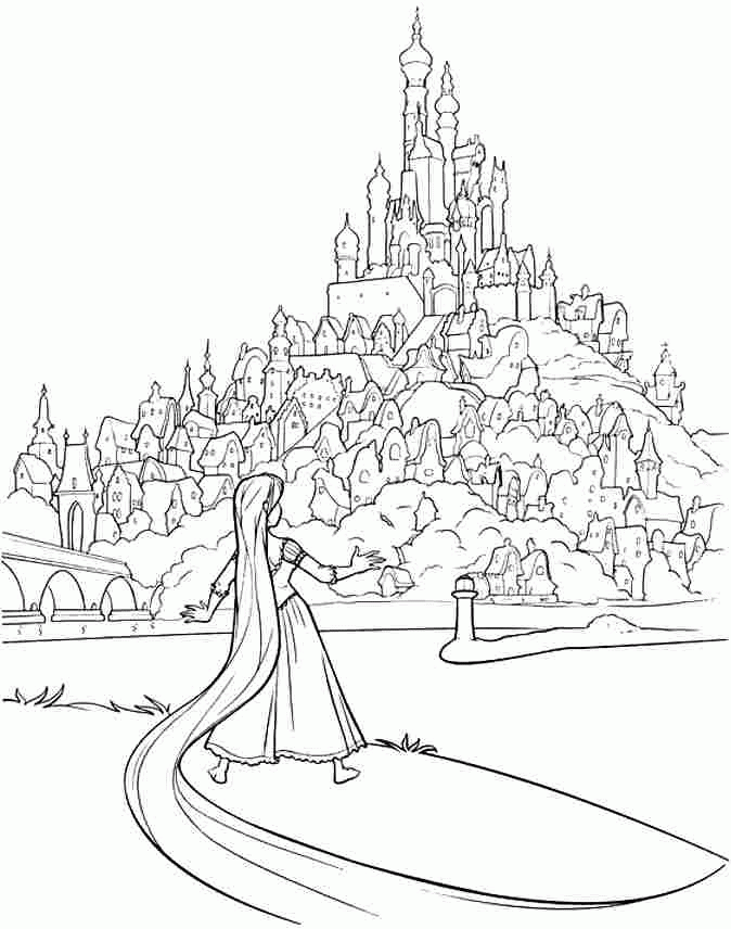 Coloring Pages Disney Princess Tangled Rapunzel Printable For 