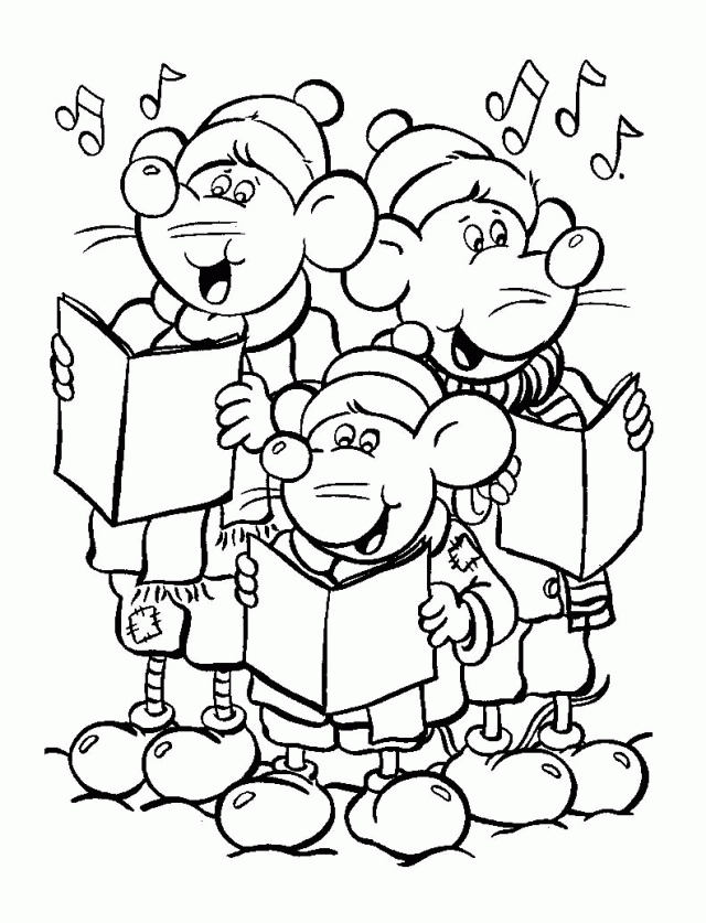 Inspirational Rats Singing Christmas Song Coloring Pages 