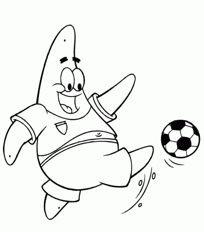 Patrick Playing Soccer Coloring Page - Spongebob Cartoon Coloring 