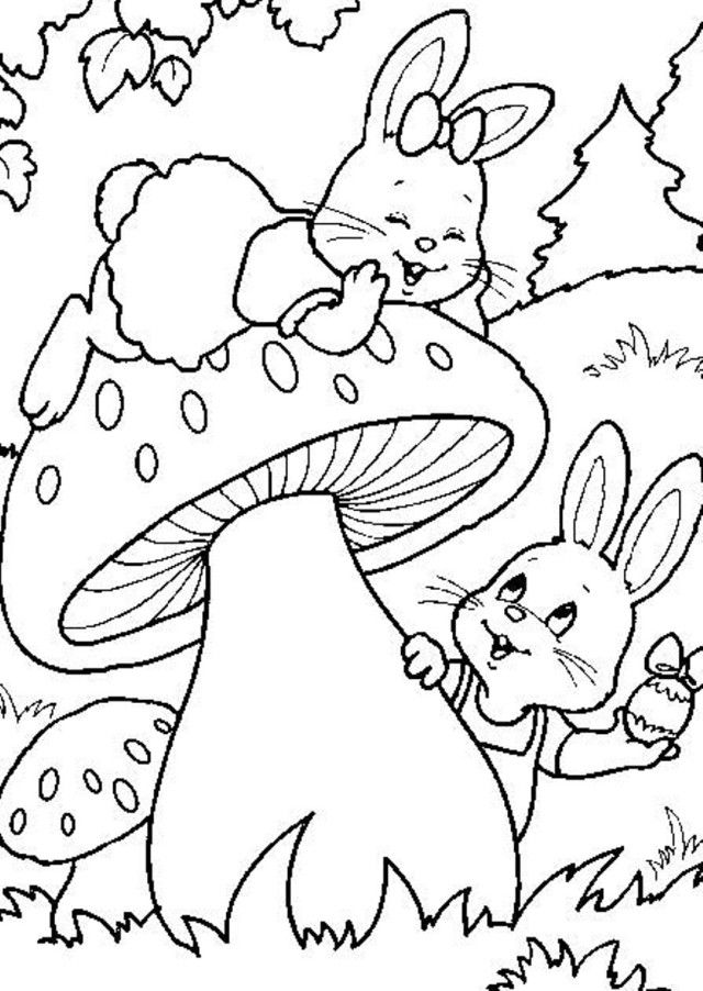 Easter Coloring Pages Bunny Hunting Eggs Or Print Kids | Laptopezine.