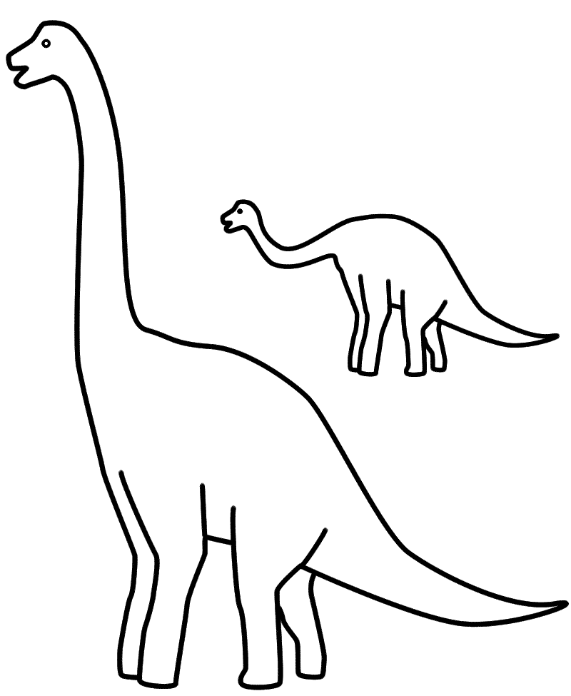 Brachiosaurus with a baby - Coloring Page (