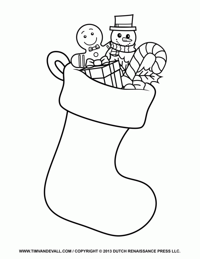 Free Christmas Stocking Template Coloring Page Clipart Amp 