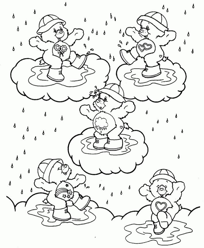 Care Bear Rain Water Play Coloring Pictures - Care Bears Coloring 