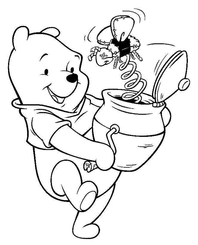 6 Pooh Bear Christmas Coloring Pages
