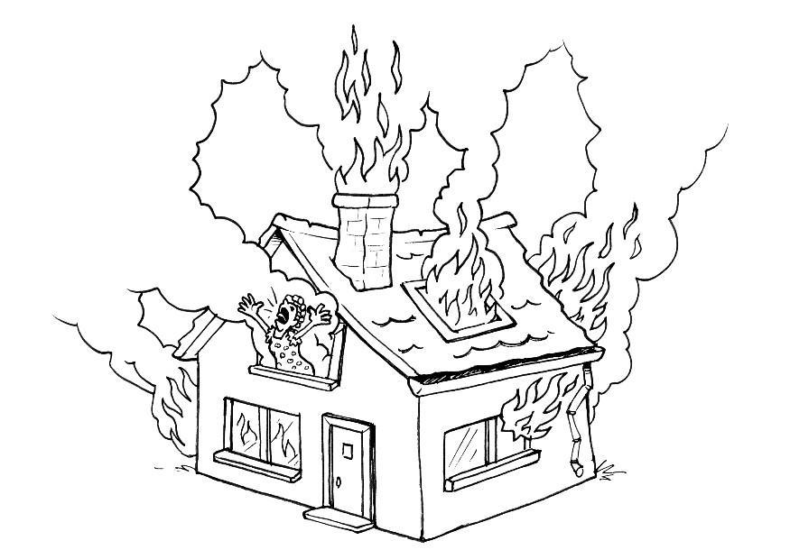Coloring page house on fire - img 8176.