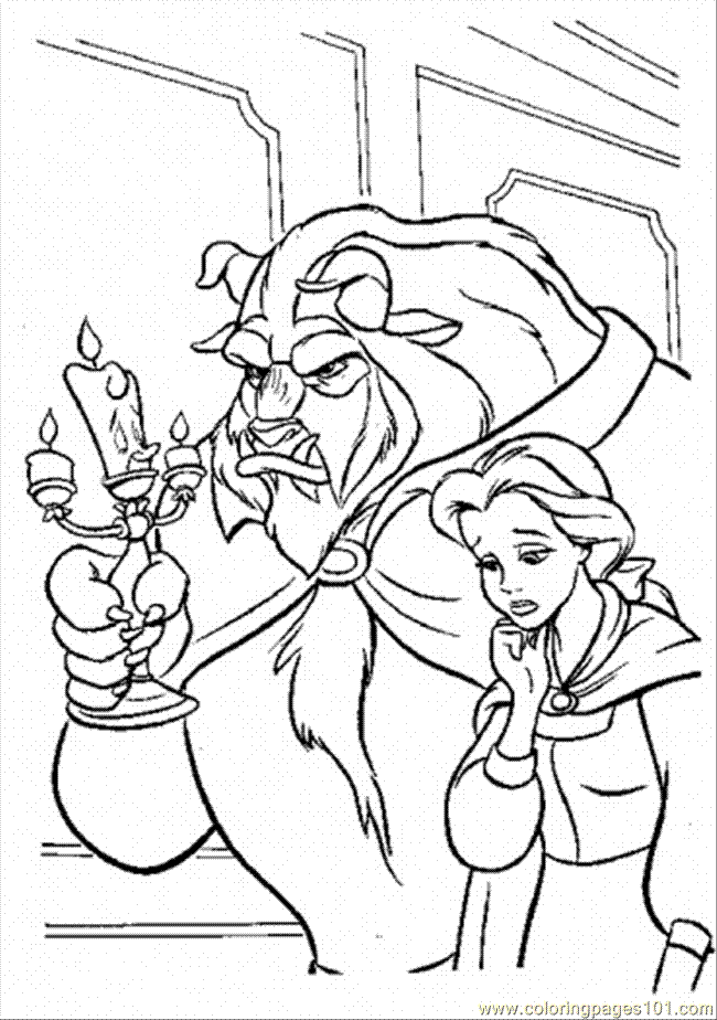 Coloring Pages Beauty And The Beast With Candle (Cartoons > Others 