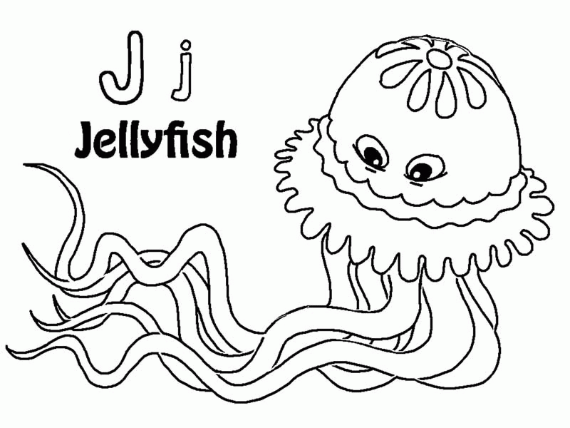 can you find letter J on Jellyfish coloring page - Download 