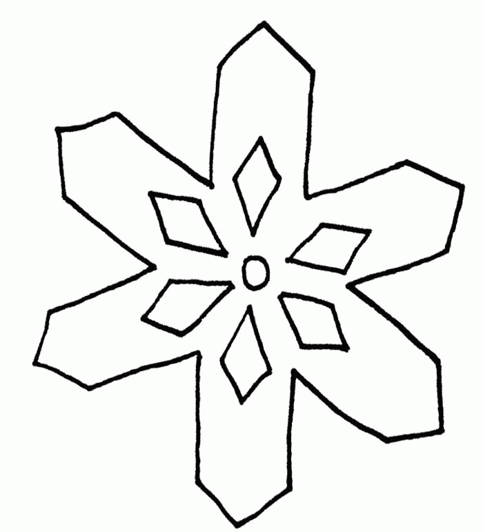 Snowflake With A Simple Pattern Coloring Page - Snowflake Coloring 