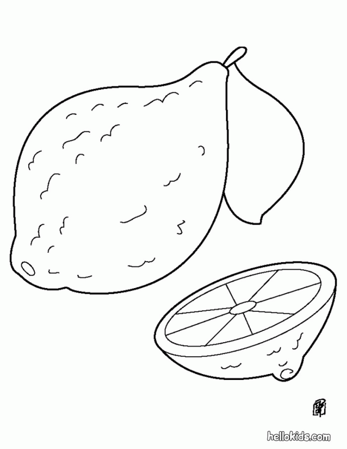 Lemon Coloring Page For Kids