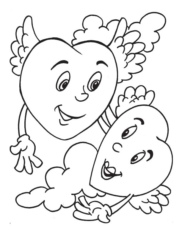 Two lovely heart coloring pages, Kids Coloring pages, Free 