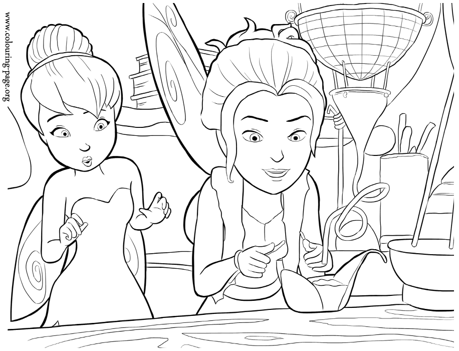 The Pirate Fairy - Zarina and Tinkerbell with pixie dust coloring page