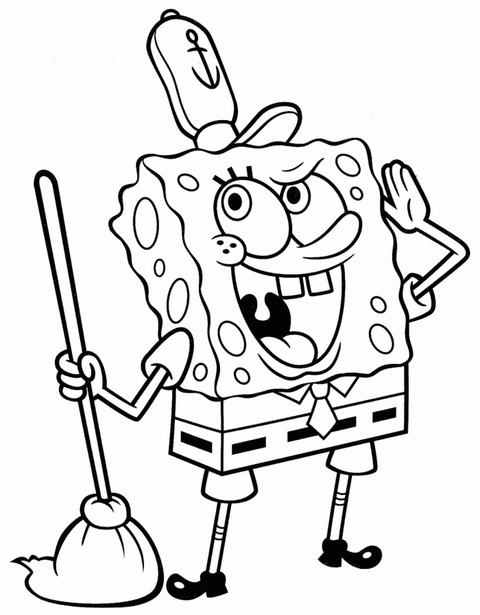 Download Spongebob Clean Up Coloring Page - Spongebob Cartoon Coloring - Coloring Home