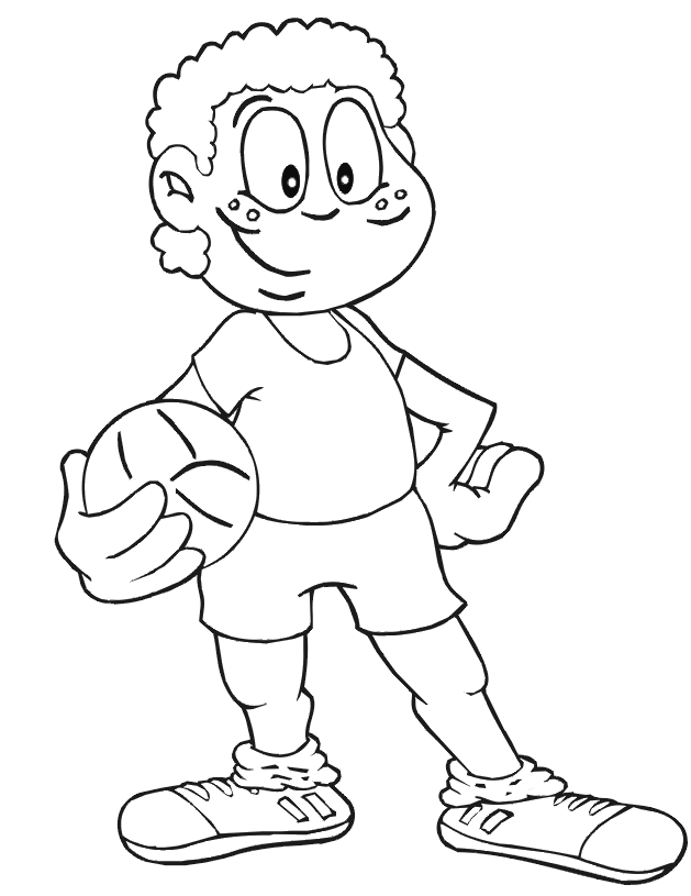 Soccer Coloring Page | Boy holding ball