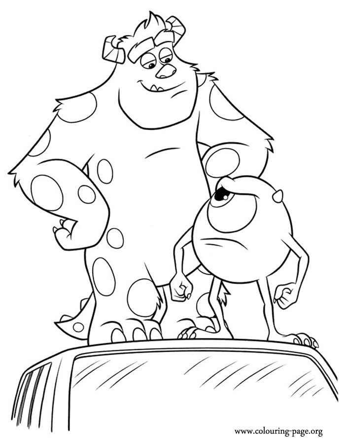 Monsters University - Mike and Sulley at the university coloring page