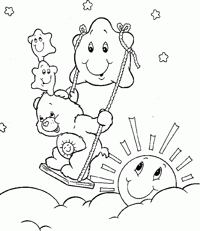 Care Bear With Stars Playing Coloring Pages - Care Bear Coloring 