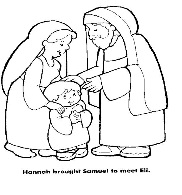 Hannah brought samuel to meet eli coloring page