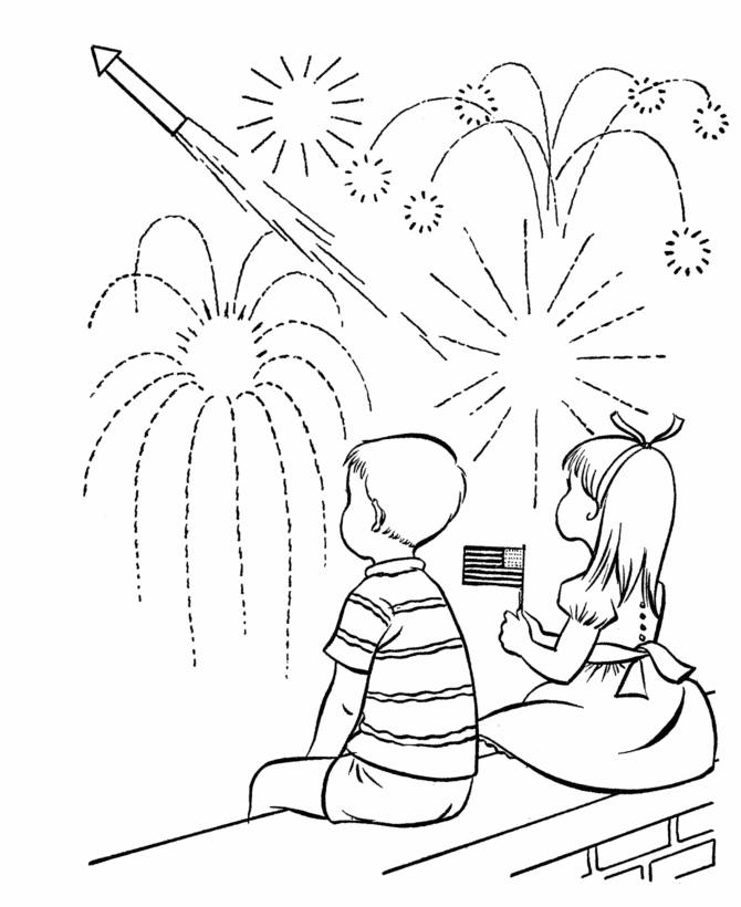 Fourth of July Firework Colouring Pages