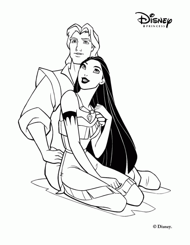 Pocahontas And John Smith Printable Coloring Pages Disney 163507 