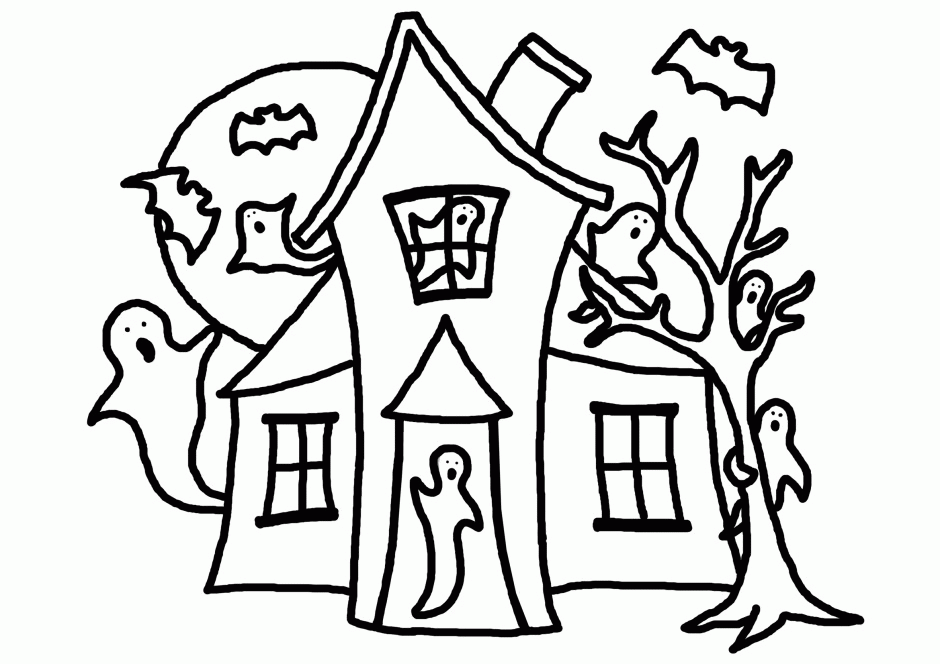 Haunted House Coloring Pages : Haunted House Coloring Sheet 