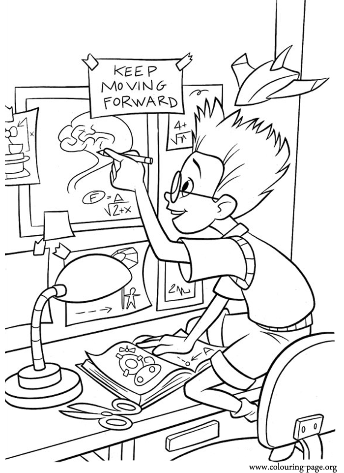 Meet the Robinsons - Lewis studying coloring page