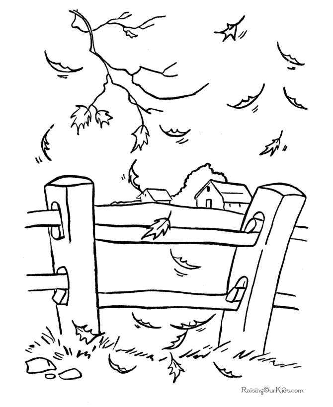 printable kid coloring page for autumn