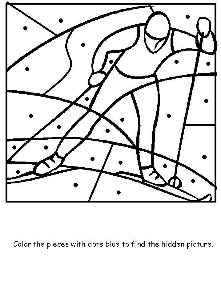 Printable Skier Dotpuzzle Coloring Pages
