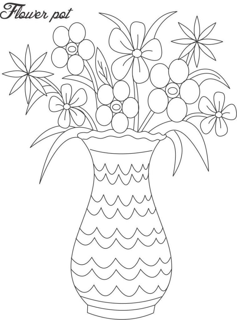 Downloadable Flower Pot Coloring Page High Res | ViolasGallery.