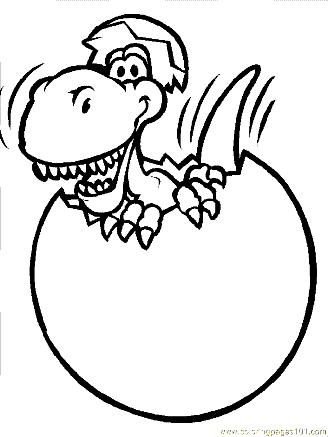 Baby dinosaur emerging from an egg coloring page